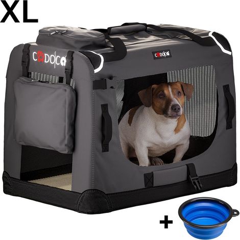 Dog carrier xl 82x56x58cm folding mesh vents washable blanket