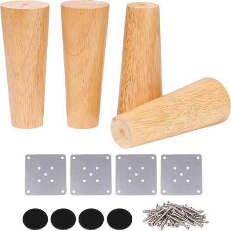15 x 5,8 x 3,8 cm Pieds de canapé en Bois Coniques 4 pièces, Portant 100 kg, Remplacer Les Pieds de canapé Pieds de Meuble TV Pieds de Meuble Pieds de Table Basse Pieds de lit (1/5)