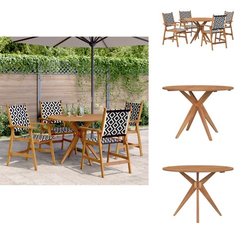 Ensemble à manger de jardin 5 pcs Bois d'acacia solide - Meubles De Jardin - Salon De Jardin - Set De Table - Acacia - Mobilier Exterieur (1/5)