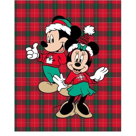 Plaid Polaire Disney Mickey et Minnie - Noël - Rouge et Vert 160x130cm (1/3)