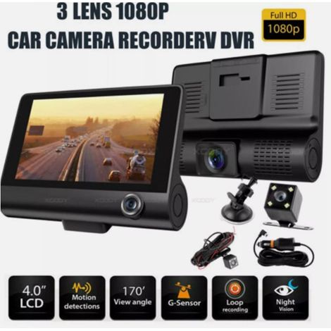 3 caméras embarquées Divers accessoire de portail, Full HD 1080p avant + 480p arrière/intérieure, capteur G, carte SD 32 Go incluse, vision nocturne (1/5)