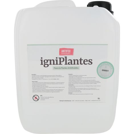 IGNI PLANTES 5 L – Ignifugeant plantes artificielles, réaction au feu classée M1 – fibres polyester et polypropylène – PV LNE P258195-DEC/8 (1/2)