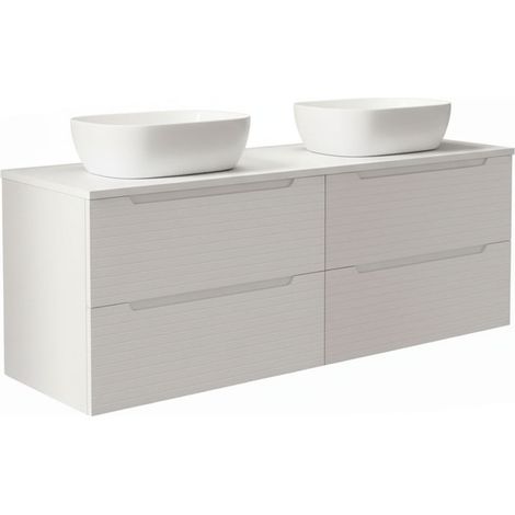 Kibath Mueble de baño con Lavabo BOREAL 120x45 cm acabado Blanco mate 2 cajones suspendido
