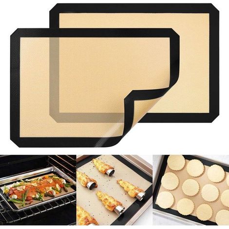 Tapis Cuisson Silicone 2pcs 30x20cm, Anti-adhésif Alimentaire Four Noir (1/5)
