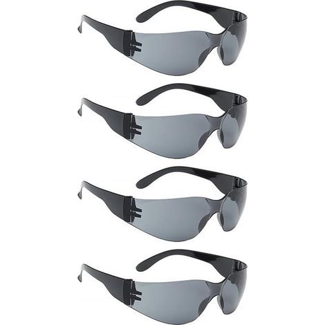 Confezione da 4 occhiali di sicurezza antiappannamento per lavoro，rivestimento antigraffio，vetro temperato resistente e protettivo，nero e grigio (1/5)