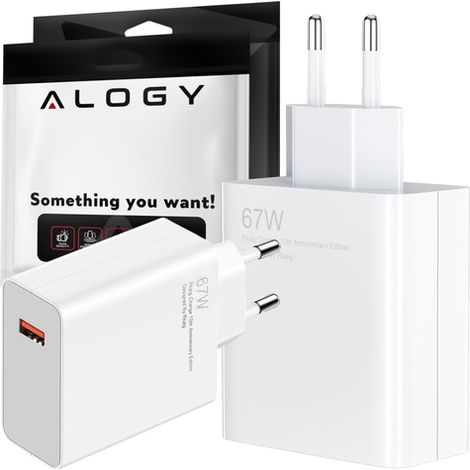Caricabatterie USB rapido da 67 W per Xiaomi QC Cube Alogy, colore bianco. (1/4)