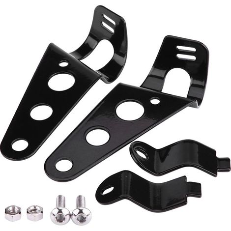 2 Supports de phares moto, Acier inoxydable, Réglable 22-34mm, Montage fourche, Universel (1/5)