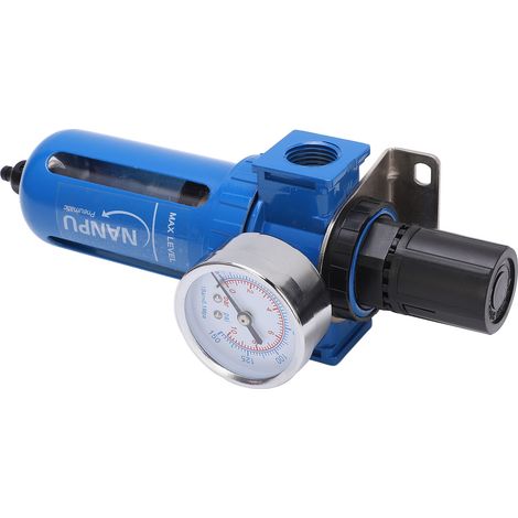 Filtre Régulateur d'Air Comprimé avec Manomètre et Support, Purge Manuelle à Dégagement Rapide, Raccord 3/8 NPT (1/5)