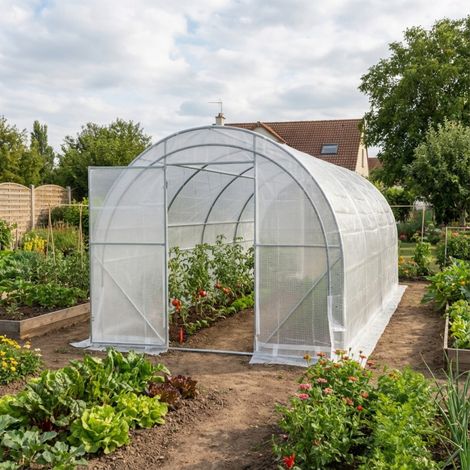 Serre Tunnel 24m2 Luxe Green Protect Acier Galvanisé PE 200g (1/5)