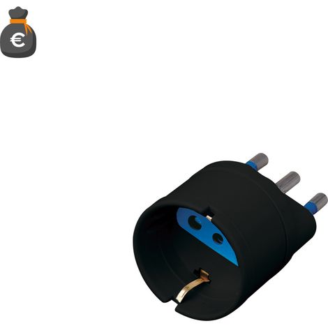 Adaptateur Alcapower noir Schuko 16A 250V CA prise italienne 3 broches prise 2 broches 16A raccordement électrique standard domestique bureau maison (1/3)