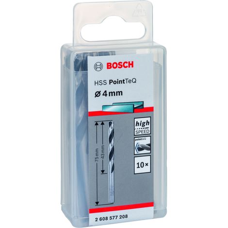 Broca para metal HSS-RPointTeQ DIN338 4.0x43x75 (10 uds.)  BOSCH 2608577208