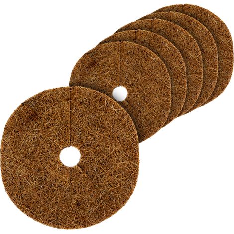 Kokos Frostschutz Matte 6er Set rund - 34 cm - Winterschutz Mulch Scheibe für Pflanzen und Bäume