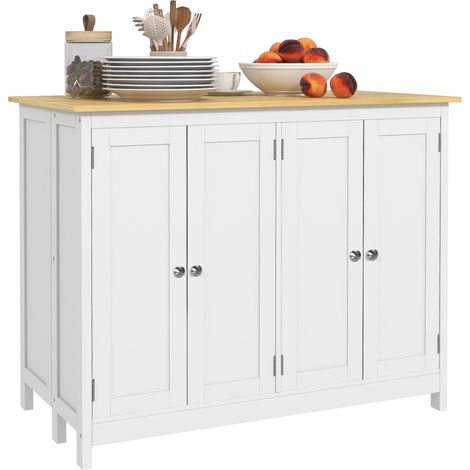 Îlot Cuisine Selwyn Rabattable 2 Tabourets Bar Blanc Chêne Clair Compact Modulable (1/5)