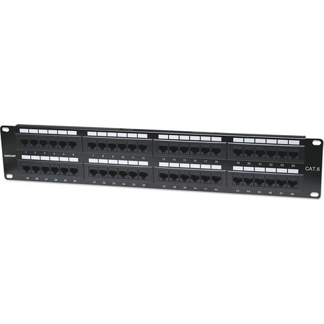 Pannello di distribuzione Ethernet Cat6 UTP a 48 porte, 1U, modello 560283 di Intellinet Network Solutions (1/5)