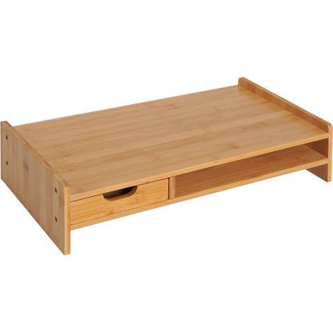 Supporto per monitor in bambù con cassetto 49 x 25,5 x 11,5 cm naturale (1/5)