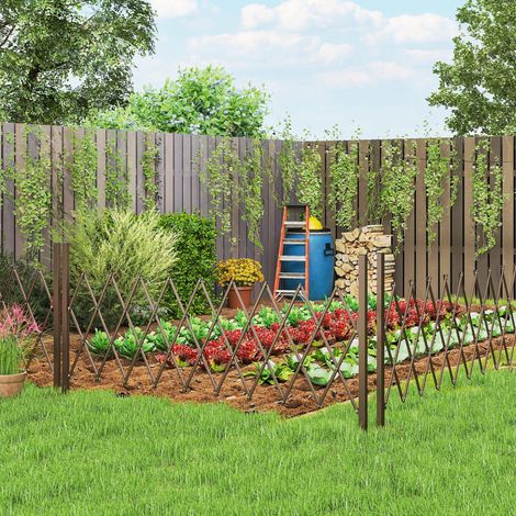 Clôture jardin largeur Marron réglable métal aluminium 250x31x103,5 cm