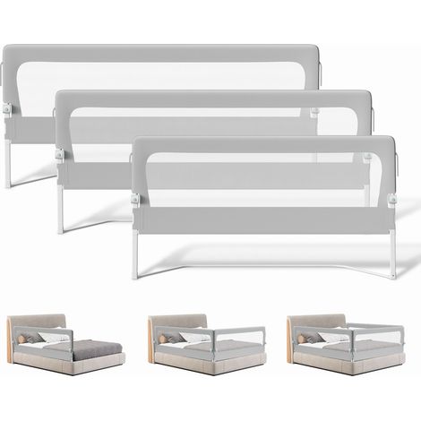Wolketon 3x Kinder Bettschutzgitter Bettgitter Kinderbettgitter Babybettgitter Klappbar Höhenverstellbar Rausfallschutz für Familienbett und Kinderbett  (2x200cm+1x150cm)