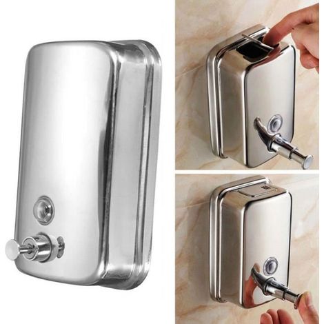 Wandspender für Flüssigseife aus Edelstahl - Silber - 500 ml - Füllstandsanzeige (1/4)