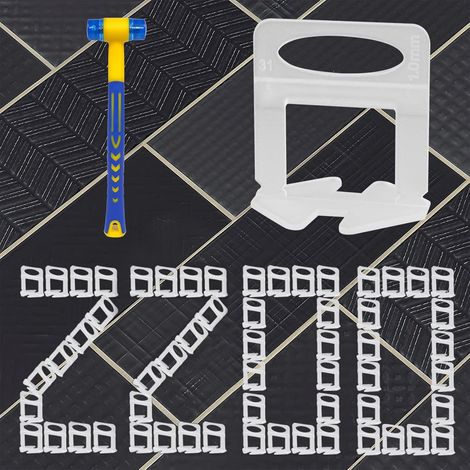 2200 clips de nivellement de carrelage 1mm (1/32”), pour la pose de carreaux en céramique et pierre naturelle – kit de nivellement DIY pour un alignement parfait (1 mm, 2200 pièces) (1/5)