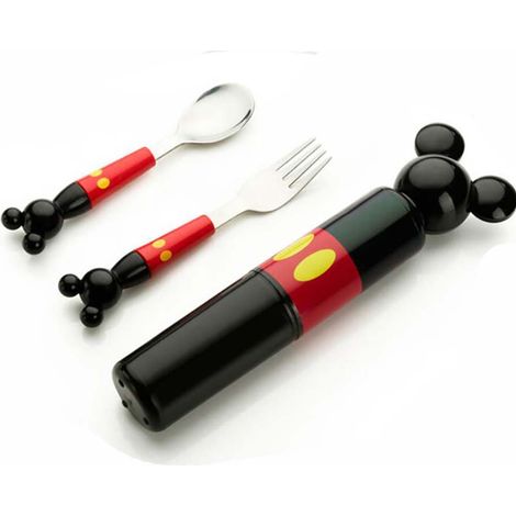 Fourchette En Acier Inoxydable Pour Enfants - Tête De Mickey - Boîte De Transport Incluse - Lot De 1 (1/5)