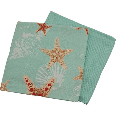 Brandani Oceano set 2 strofinacci cotone stelle marine e ape