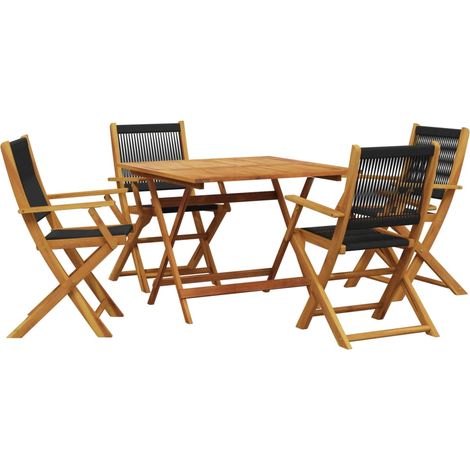 vidaXL Set Pranzo da Giardino 5 pz Nero Polipropilene e Legno (1/5)