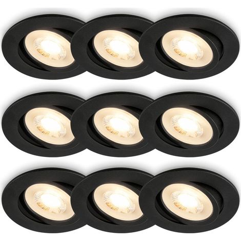 Briloner PIWO Set di 3x3 faretti LED da incasso, orientabili, nero, Ø8x2,2 cm