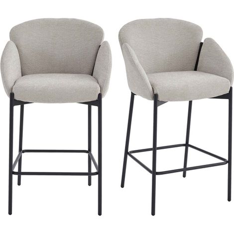 CANDICE-Fauteuil de bar en tissu Luxury Grège(x2) (1/5)