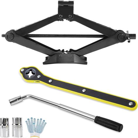 Trintion 2.5T Jack à ciseaux de voiture avec manivelle à main et clé à ratchet 360 ° tête d'activité et clé pour outil d'élévation auto SUV essentiel (1/5)