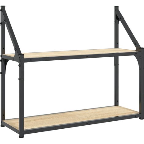 Vidaxl – Étagère murale 2 niveaux chêne sonoma 60x21x51 cm – Bois d'ingénierie résistant à l'humidité – Fixation murale facile – Grand espace de rangement