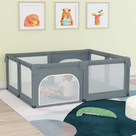 Parc pour bébé avec 2 portes Gris clair Tissu Oxford (1/5)