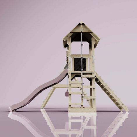 PolarPlay Spielturm Kiruna aus Holz in RosaKinderschaukel