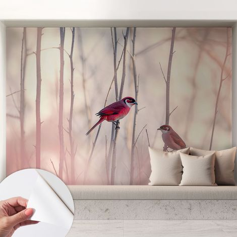 Fotomurale adesivo - parete decorativa - decorazione casa - stile moderno parete - Coppia di uccelli 208x146 cm (1/5)