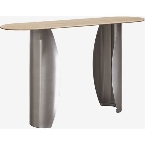 Consolle ingresso ovale 135x40 cm in travertino e acciaio inossidabile Neriyu SKLUM            