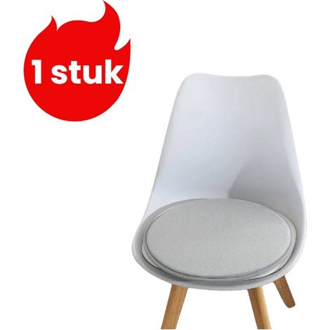 coussin - Coussin de chaise - Coussin de tabouret rond - Coussin d'assise rond - Coussin de siège - Diamètre 33 cm - Gris clair (1/5)