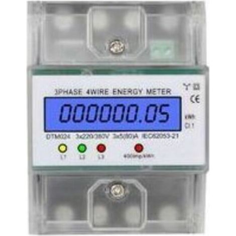 1 pièce Compteur d'énergie triphasé à 4 fils 220/380V 5-80A Consommation d'énergie Compteur kWh Installation sur rail DIN Compteur d'énergie électrique numérique avec écran LCD rétroéclairé
