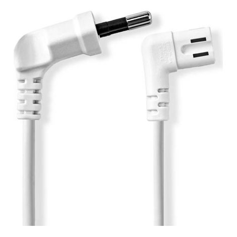 Cable de alimentación 3,00 M / Euro macho IEC-320-C7 coudé coudé a la izquierda plateado níquel PVC blanco en - Nedis