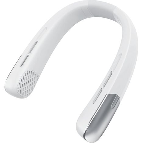 VHV - Ventilateur de cou - Ventilateur de cou avec moteur turbo - Ventilateur annulaire à 360° pour le cou - Ventilateur portable puissant avec batterie 1800 mAh - Idéal pour les cheveux longs - Blanc (1/5)