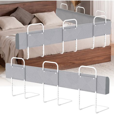 Randaco 1 pieza barrera cama infantil flexible 180 cm, protector anticaídas ajustable, gris (1/5)