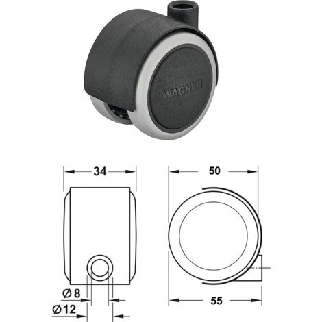 BIRUOTA HAFELE 611.74.610 D.50 PORTATA 50 KG SENZA PERNO O PIASTRA DI FISSAGGIO