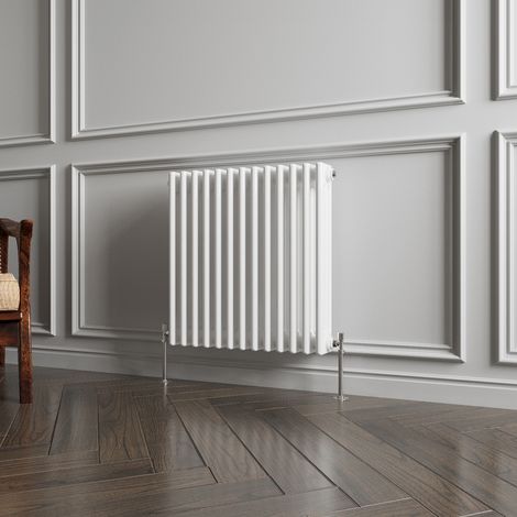 Traditional 3 Column White Radiator (600mm H × 605mm W) – 3868 BTU / 1134W – Cast Iron Style (1/5)