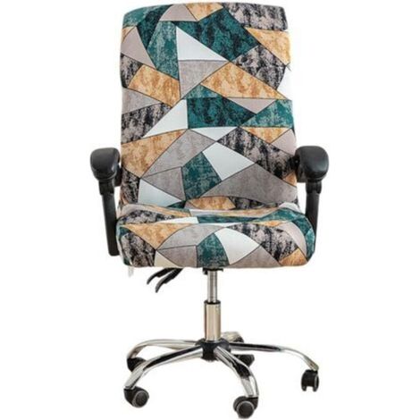 (Style géométrique) Housse de Chaise de Bureau Universelle Extensible, Style Simple Housse de Fauteuil Rotatif Lavable pour Chaise de Bureau Pivotante Ordinateur Gaming Accoudoirs Chaise (1/5)