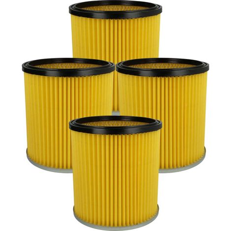 vhbw 4x Faltenfilter kompatibel mit Dewalt DW 790 Typ 1, DW 560 Staubsauger - Patronenfilter Gelb Abwaschbar