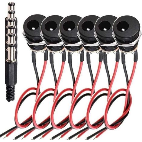 Prise CC 5,5 mm x 2,1 mm (avec cable) Connecteur cylindrique CC 6X avec borne à souder, connecteur CC 6X 5,5 mm x 2,1 mm pour audio/vidéo/téléphone portable/caméras de surveillance (1/4)