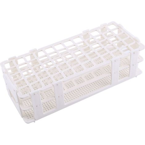 Support de rangement pour tubes à essai en plastique (1 pièce), 60 trous, 3 niveaux, trous de 16 mm, pour laboratoire. (1/5)