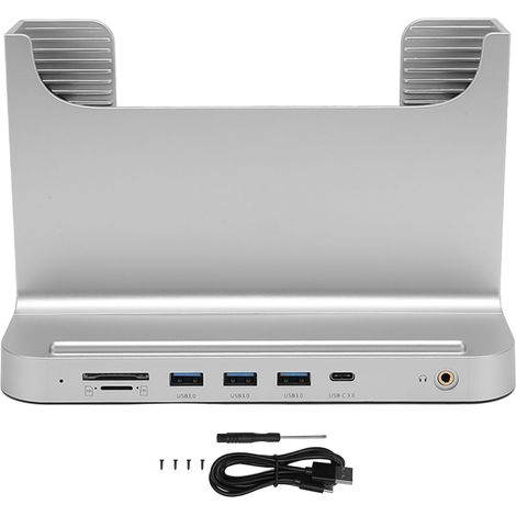 Support PC Vertical 8-en-1 Station d'accueil Stable Signal Transmission Mini Support PC pour OS X Bureau Extension Interface Argent (1/5)