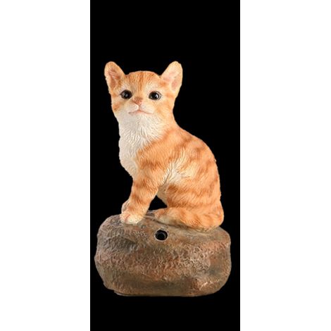 Figurine de chaton sonore avec détecteur de mouvement - Orange - H 11,8 cm - Livraison gratuite