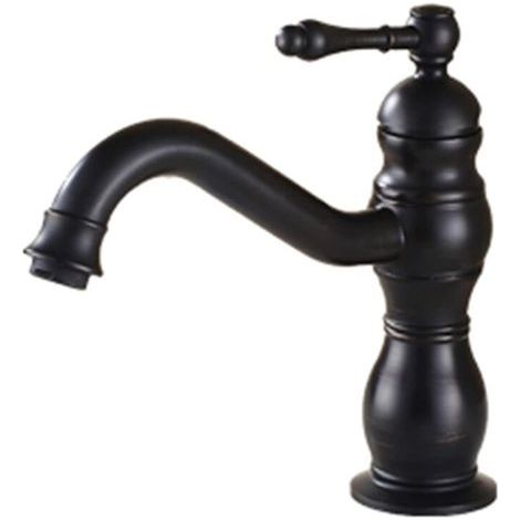 Retro Mischbatterie, Badarmatur, 360° schwenkbar, Höhe 20 cm, schwarz (1/4)