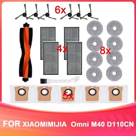 Pièces de rechange pour Xiaomi Mijia Omni M40 D110CN : brosse principale, filtre HEPA, chiffon de nettoyage, sac à poussière, climatiseur (1/5)