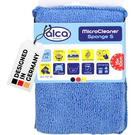 alca® Mikrofaserschwamm 15x10x4,5 cm blau gründliche effiziente & schonende Reinigung I Auto Allzweckschwamm Autoschwamm Schwamm Waschschwamm Autopflege Lack Felgen Reinigung (1/5)
